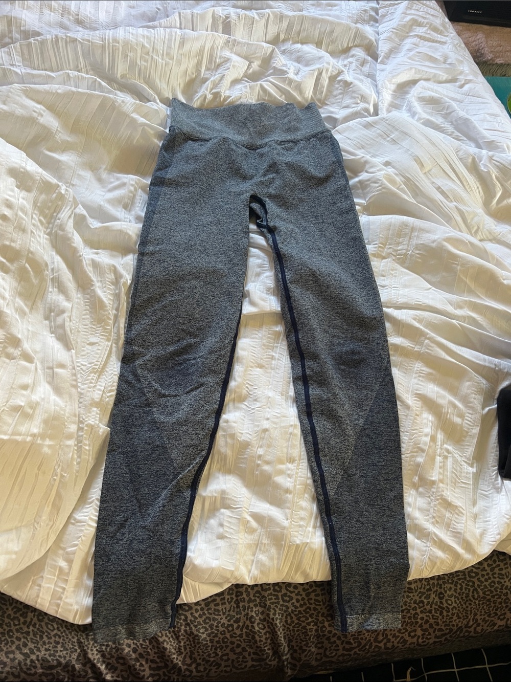 Pink Navy Blue Seamless Leggings - High Waist